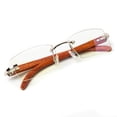 thumbnail image 4 of Mens Rectangle Rimless Silver Frame Woodgrain Hip Hop Clear Lens Glasses, 4 of 6