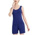 thumbnail image 6 of Tnhcen Women's Built-in Bra Modal Pajama Set Camisole Shorts Sleepwear Comfortable Loungewear Soft Home Wear M-4XL Blue, 6 of 6