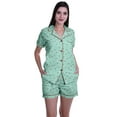 thumbnail image 1 of Moomaya Ensemble de Pyjama en Coton pour Femmes, Chemise de Nuit à Col Cranté à Manches Courtes, 1 of 6