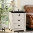 thumbnail image 6 of Joaxswe Farmhouse Nightstand with 3 Drawers, Modern 18" Wide End Table Night Stands Mid Century Small Wooden Bedside Table, White, 6 of 9