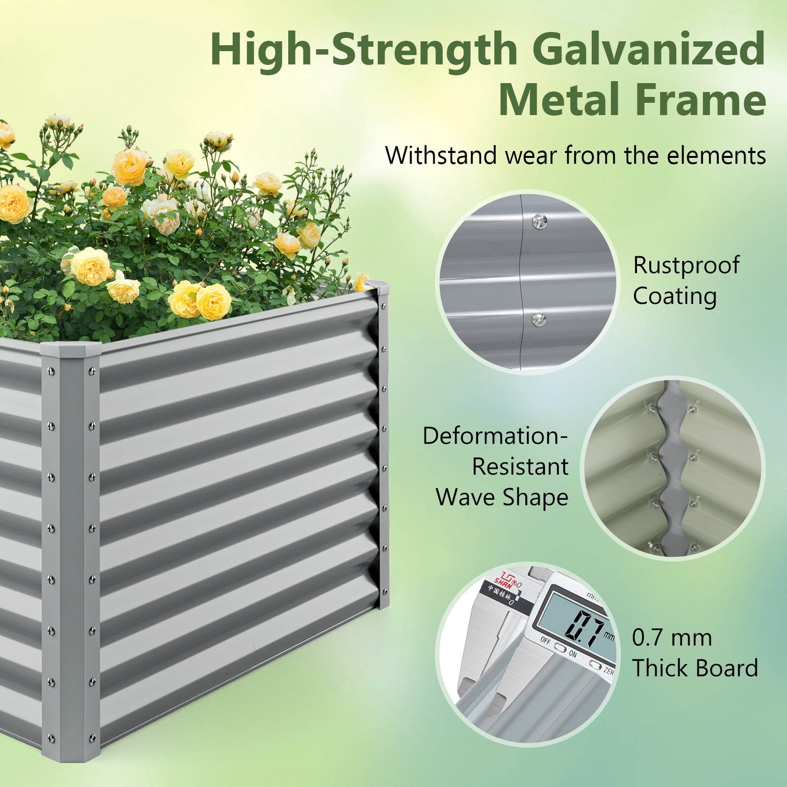 Gymax 2 PCS Raised Garden Bed Large Metal Planter Box Kit for Vegetable Herb 6' x 3' x 2' Gray