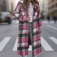 thumbnail image 6 of BODOAO Women's Plus Size Plaid Flannel Shacket Plaid Long Shirts Jacket Tartan Boyfriend Oversized Coat Fall Clothes Fashion Outfits Button Down Long Jacket Coats Shirts with Pockets Hot Pink M, 6 of 8