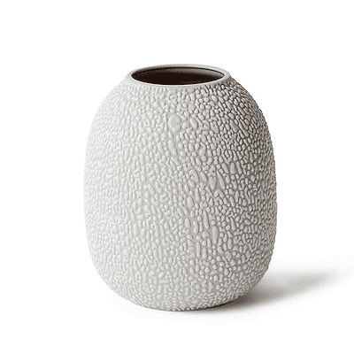 Hosley's 8 inch High, Ivory Ceramic Textured Lichen Vase