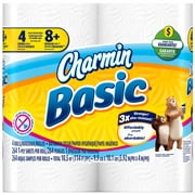 Charmin Basic Toilet Paper, White, 4 Double Rolls