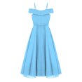 thumbnail image 4 of Manyakai Kids Flower Girls Elegant Chiffon Dress Bridesmaid Off Shoulder A-Line Dress Wedding Light Blue 12, 4 of 5