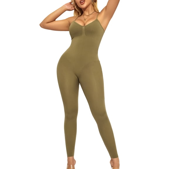 Athlemo Women's V-Neck Jumpsuit with Light Control Comfort Fit for Casual&Workout Wear