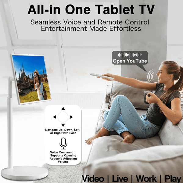 32 inch Portable 4K UHD Smart TV on Wheels with 32" Touch Screen Monitor with Built-in Camera Full Swivel Rotation Remote Control Android 13 OS