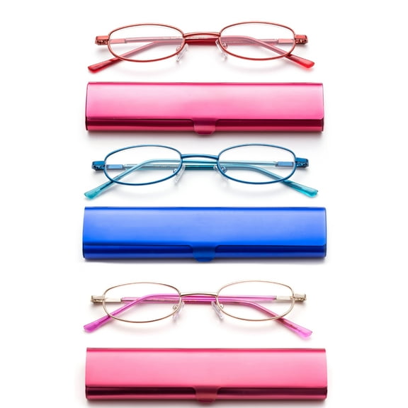 Newbee Fashion Lightweight Compact Metal Oval Shaped Glasses with Spring Hinge