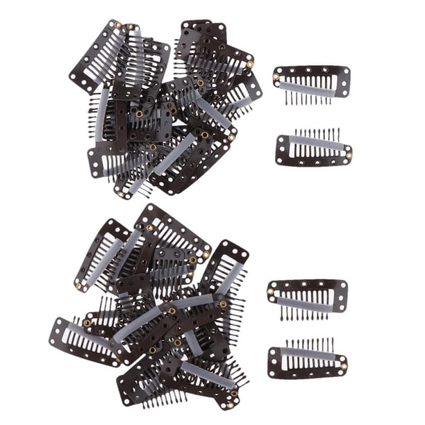 40 Piezas de Extensiones de Cabello de Salón Clips Peines material acero para Pelucas con Gorro de Encaje