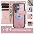 thumbnail image 2 of AutSpace For Samsung Galaxy S26 Ultra 5G [Compatible With MagSafe] 2-in-1 Detachable Wallet Case Magnetic Flip Cover Multi-Card Slots Pocket PU Leather Flip Shockproof Phone Case,Pink, 2 of 8