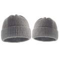 thumbnail image 1 of 2Pcs/Set Solid Color Warm Ribbed Parent-Child Beanie Hats Family Matching Knitted Bicycle Caps for Outdoor, 1 of 10