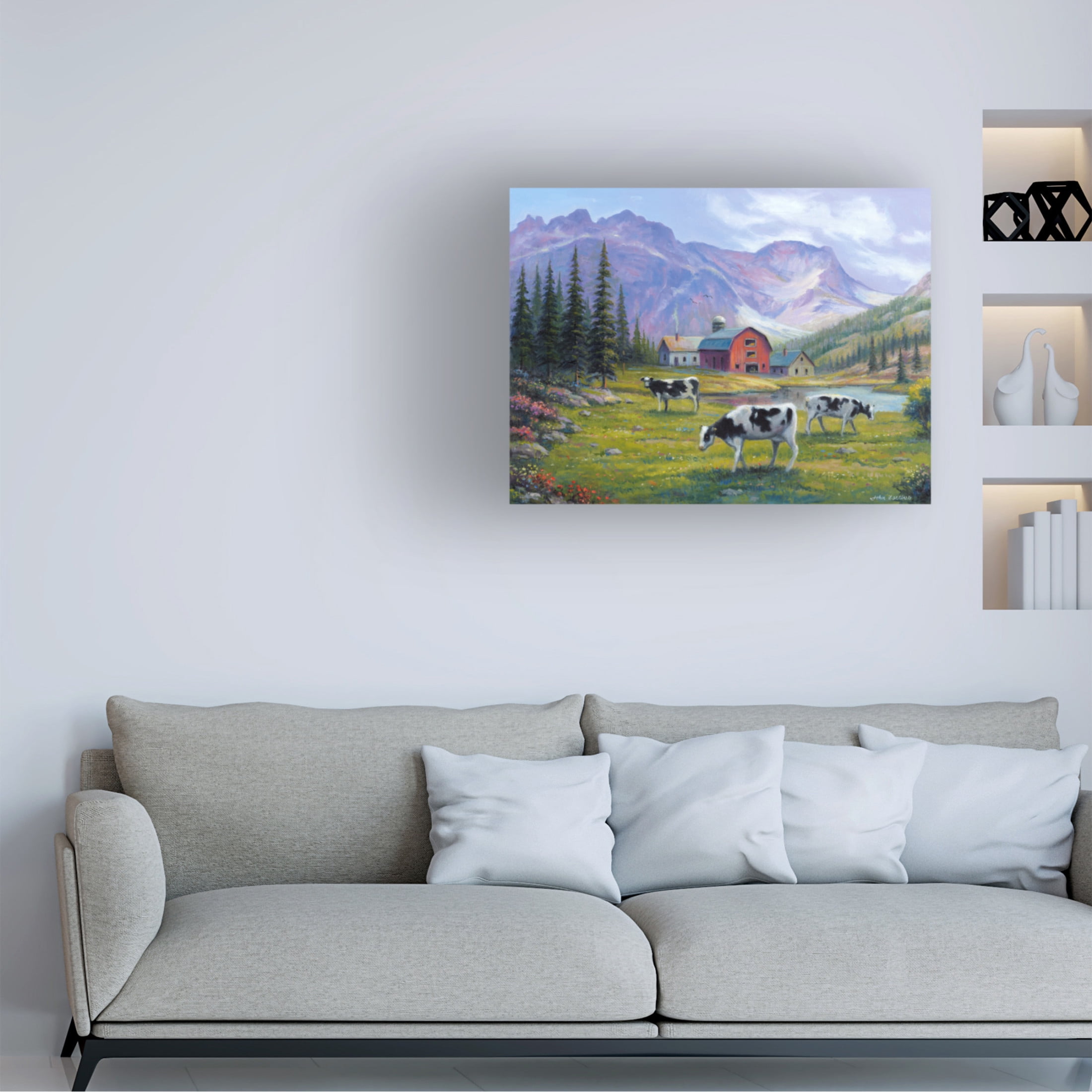 Canvas Wall Art - John Zaccheo 'Peaceful Pasture' Wall Art for Living Room, Bedroom, or Office Décor by Trademark Fine Art - 47 x 35 Inches