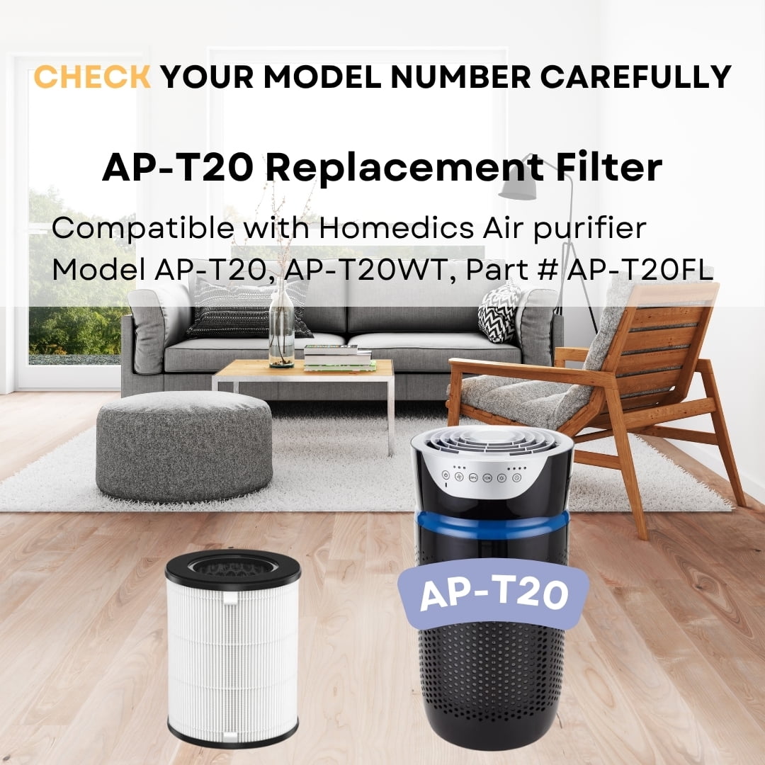 Nispira AP-T20FL True HEPA Replacement Filter Compatible with HoMedics TotalClean 360Â° Tower Air Purifier AP-T20 AP-T20WT, 3 Packs