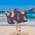 thumbnail image 2 of Yayeee Kids Hooded Towels Toddler Soft Absorbent Beach Bathing Wrap 50" x 23.5", Halloween Purple Ghosts, 2 of 5