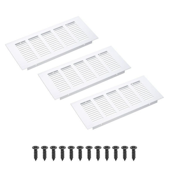 Uxcell 9 x 4 Inch Rectangle Ventilation Grille, 3PCS Aluminum Air Vent Cover, Silver