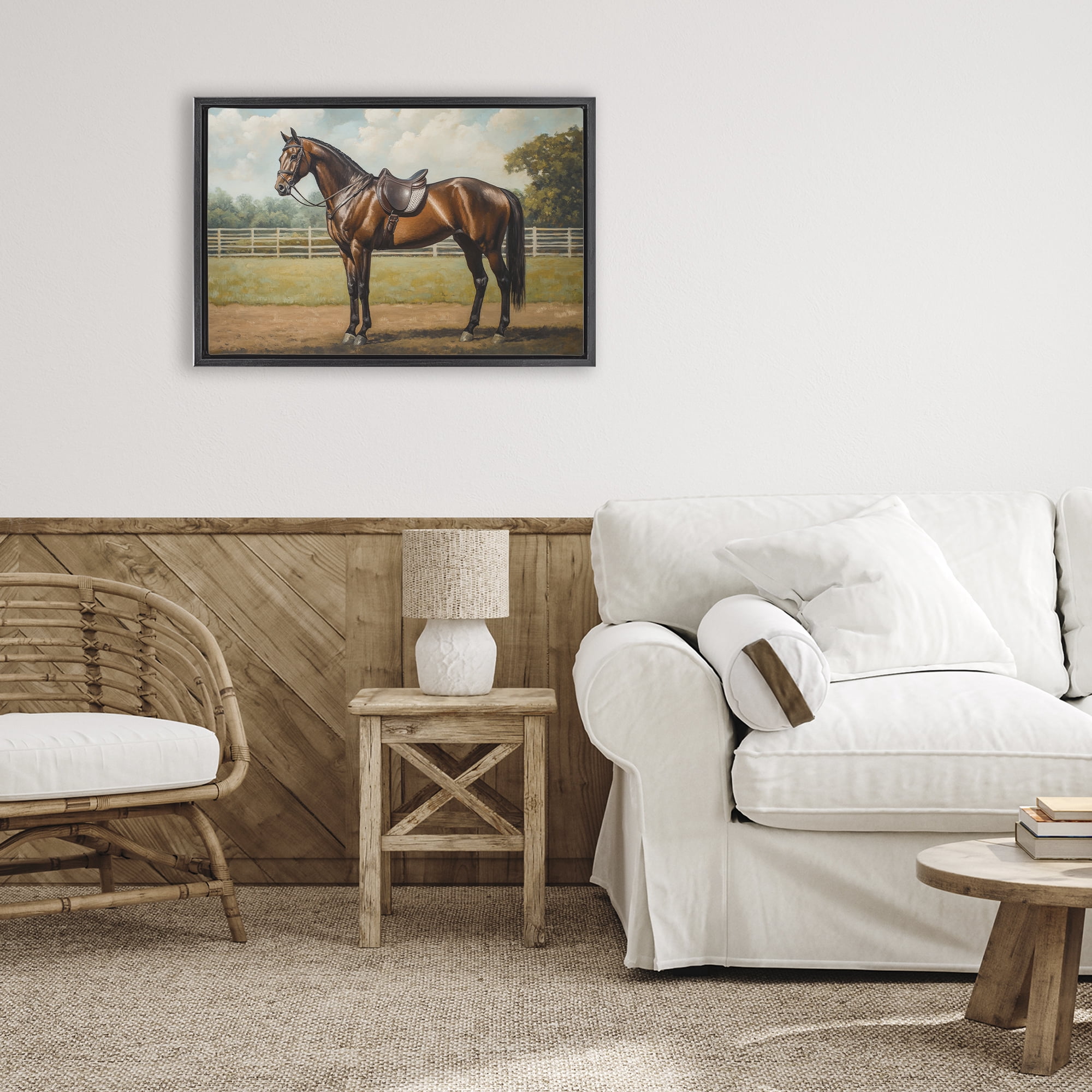 Stupell Industries Saddled & Ready For The Show Black Framed Floater Canvas Wall Art, design by Petal Prints Design