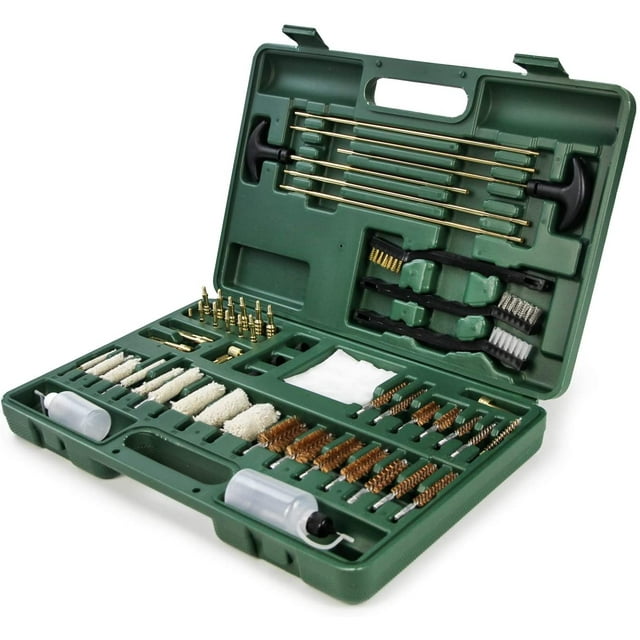 Universal Gun Cleaning Kit for All Guns, Hunting Rifle Handgun Pistol Shot Gun Cleaning Supplies for All Caliber, Portable Heavy Duty Case with Metal Brushes