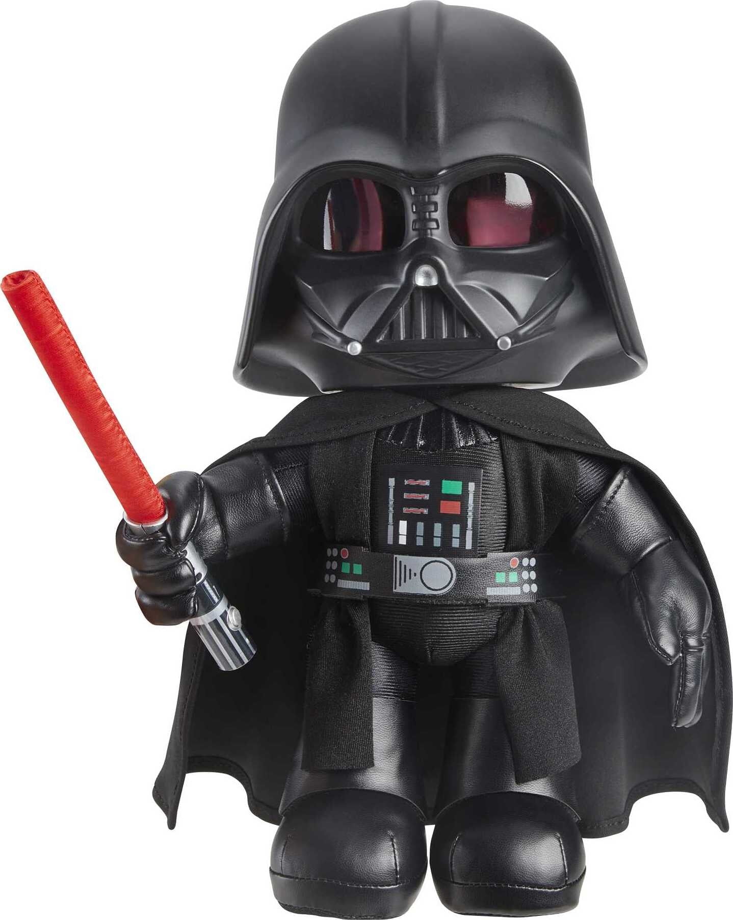 Star Wars Obi-Wan Kenobi Darth Vader Plush Toy with Voice Changer & Light-Up Weapon (11-inch)