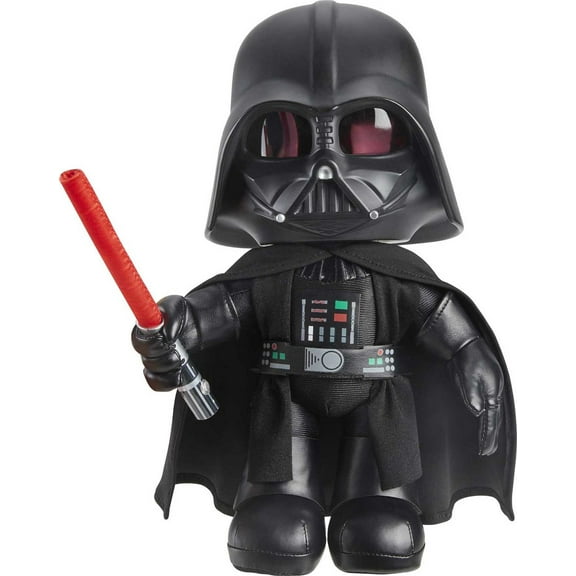 Star Wars Obi-Wan Kenobi Darth Vader Plush Toy with Voice Changer & Light-Up Weapon (11-inch)