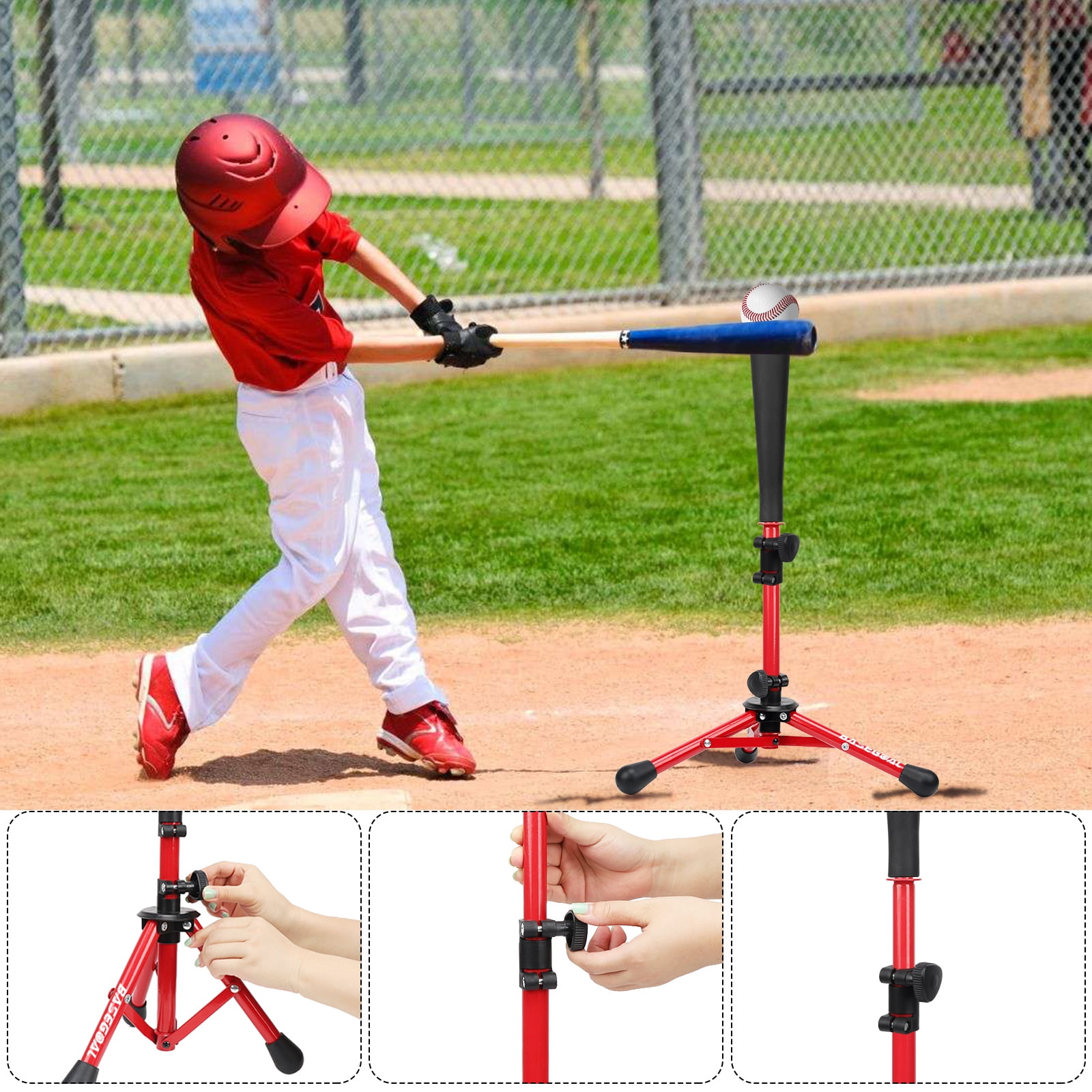 Baseball Batting Tee for Kids Extral Reinforce, Portable Softball Baseball Tees for Hitting, Adjustable Angel for Beginner, Easy to Assemble, Sturdy and Durable Frame, Batting Training Practice