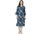 thumbnail image 1 of Women Kurta/Kurti Cotton Floral Print Dress Tunic Dress, Color: Blue, Size: 5XL, 1 of 4