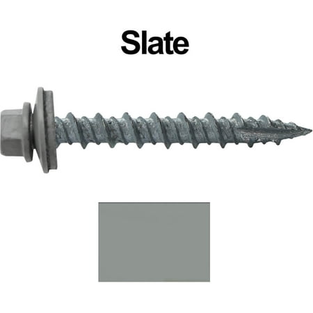 

Metal ROOFING SCREWS: (1000) 10 x 1-1/2 Slate Hex Head Sheet Metal Roof Screw. Self starting metal to wood siding screws. EPDM washer. Colored head