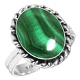 thumbnail image 1 of 925 Sterling Silver Ring For Women - Men Green Real Malachite Gemstone Silver Ring Size 6 May Birthstone Elegant Silver Ring Size 6 Halloween Gift For Wife 925 Silver Gemstone Jewelry, 1 of 6