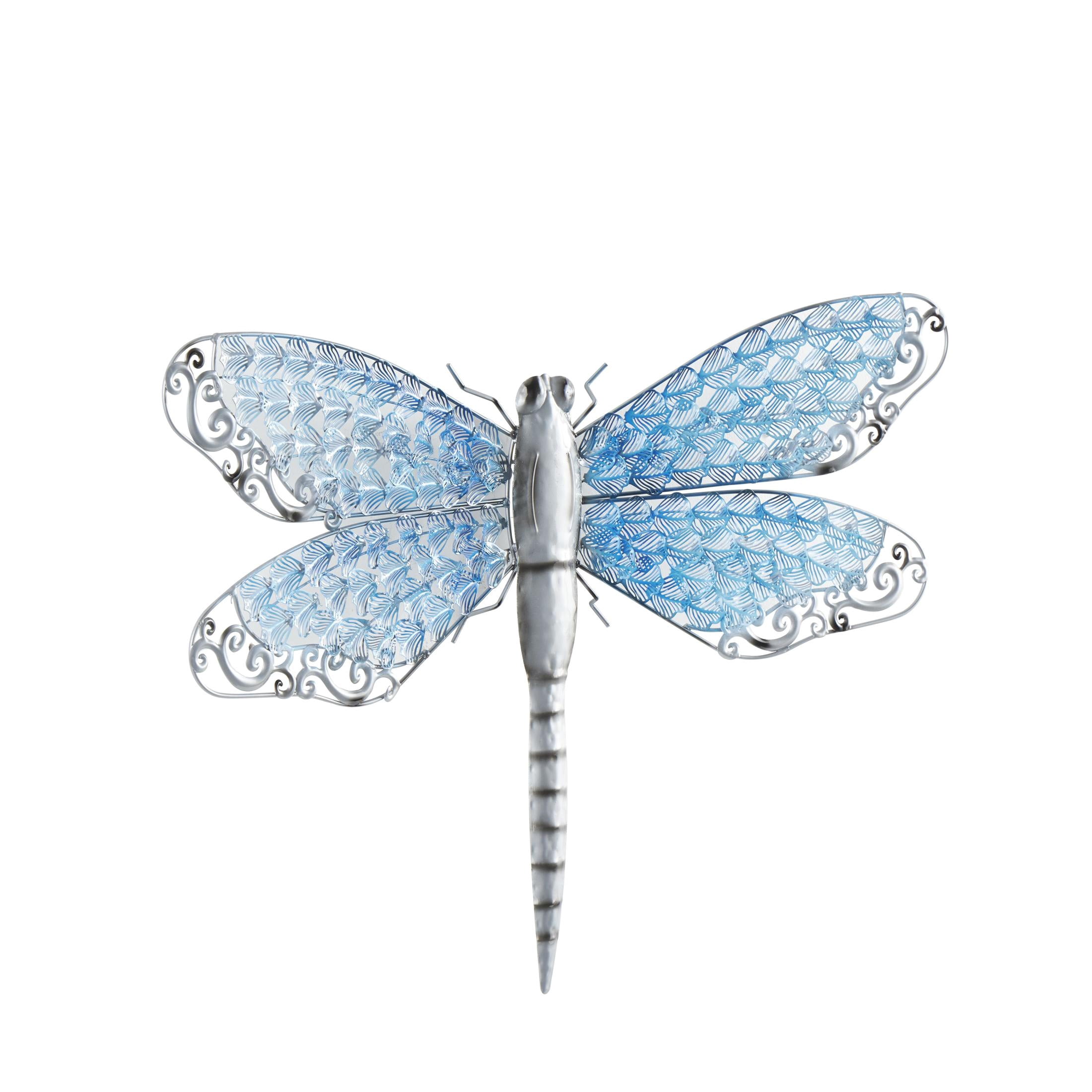 DecMode Eclectic Metal Turquoise Indoor/Outdoor Dragonfly Wall Décor, 25"W x 16"H