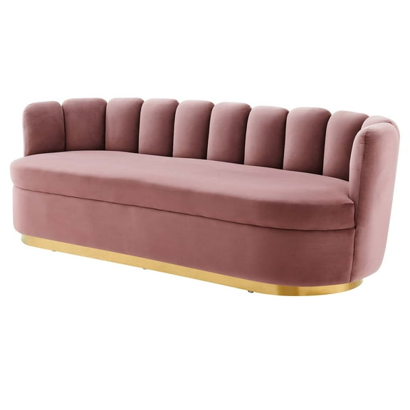 Tufted Sofa, Pink, Velvet, Modern Contemporary, Mid Century Living Hotel Lounge Cafe Lobby