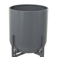 thumbnail image 4 of CosmoLiving by Cosmopolitan 13" x 36" Deep Recessed Dome Dark Gray Metal Planter with Removable Stand, 4 of 9
