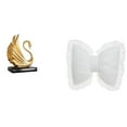 thumbnail image 1 of Figura de cisne con lazo, cojín decorativo, estatua de colección, pieza de arte moderno de mesa, escultura animal para sala de estar, gabinete, decora, 1 of 8