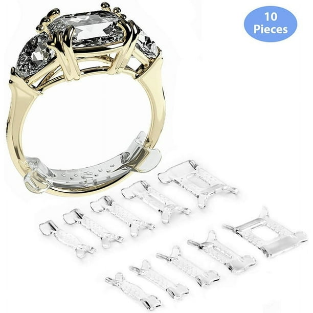 Ajustador de tamaño de anillo invisible para anillos sueltos Regulador de ajuste de tamaño de anillo (6 tamaños, 10 piezas por juego)