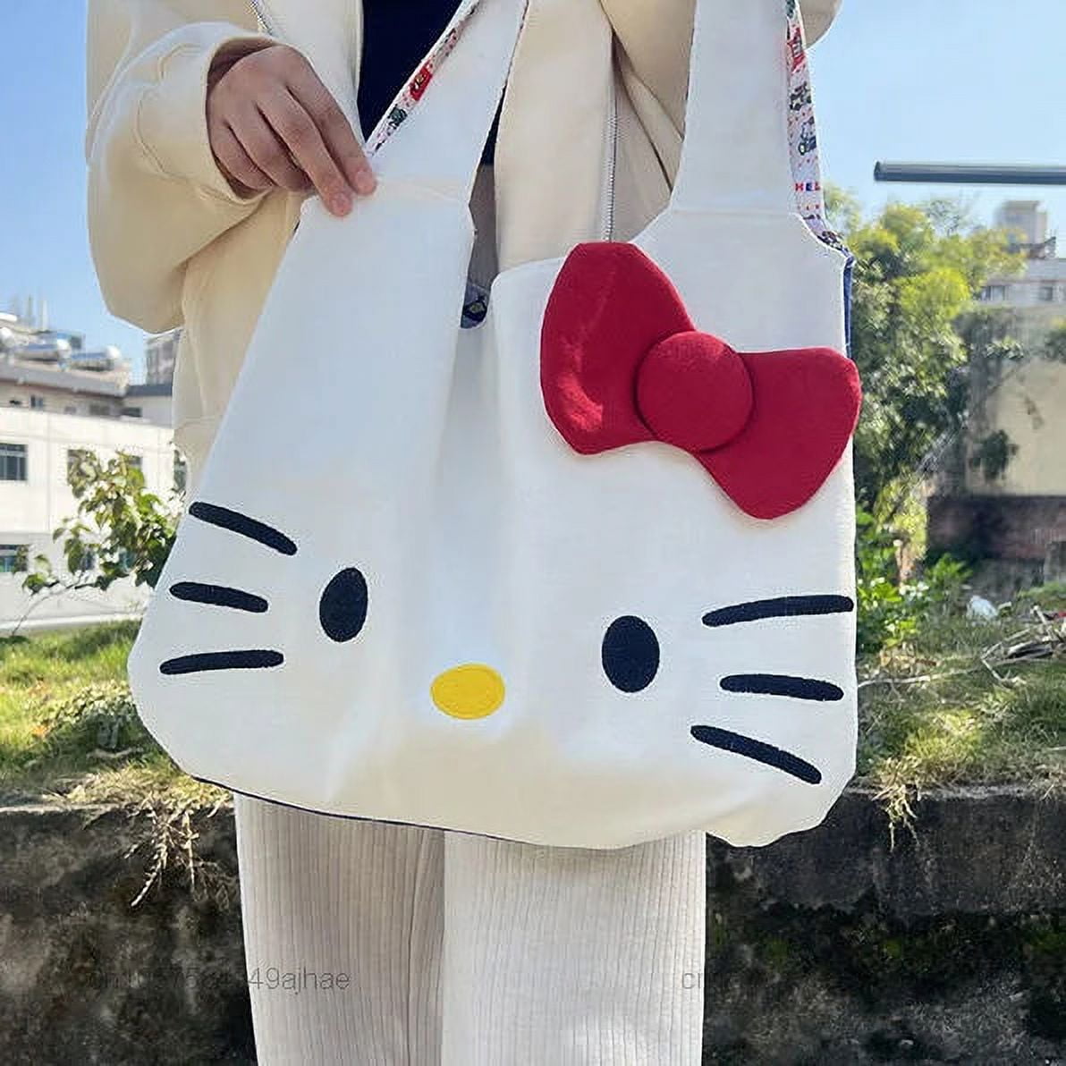 Sanrio Hello Kitty 2022 New Trend Canvas Bags Large Capactiy