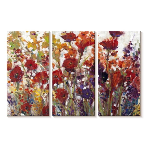Elephant Stock Variety Of Flowers I Wall Art - Horizontal Multi Panel Canvas - Living Room Wall Decor - Floral And Botanical Multi Panel - Red And Purple Decor By Tim O'toole - 23" x 14"