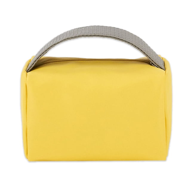 Hukapapa Bolsa de lavado cuadrada de color caramelo bolsa de cosméticos de gran capacidad impermeable de cuero de PVC amarillo
