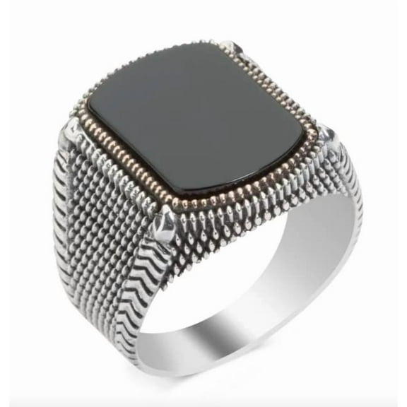 Roarsilver 925k Silver Mens Ring-Handmade Mens Ring-Onyx Stone Ring-Signet Ring Mens-Jewelry Gift For Mens-Silver rings for Men- Men Onyx Wedding Ring | 5