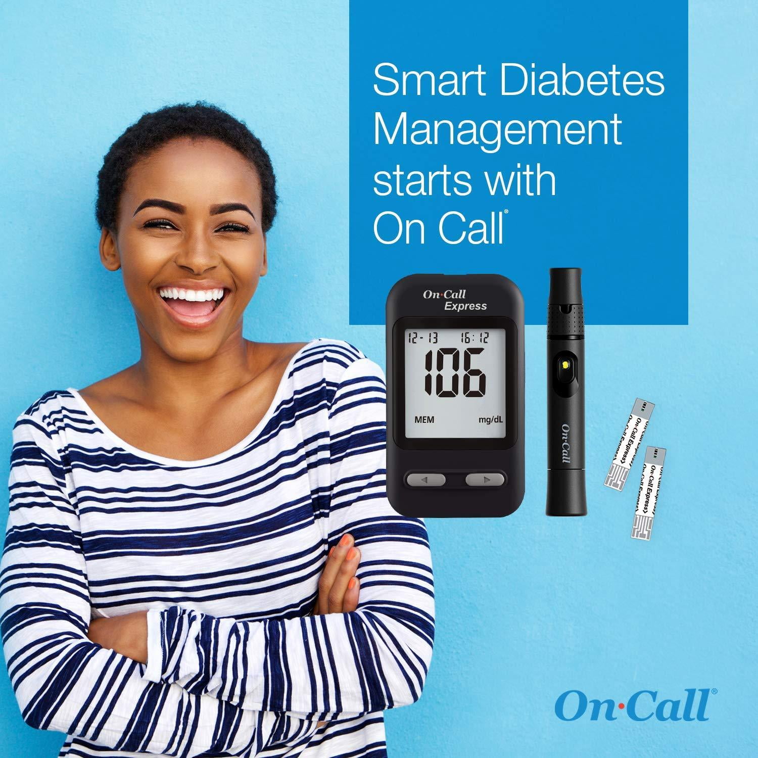 On Call Express Diabetes Testing Kit Blood Glucose Meter 10 Blood Test Strips 1 Lancing Device 30g Lancets Control Solution Carrying Case Log Book Black New Walmart Com Walmart Com On Call Express Diabetes Testing Kit Blood Glucose Meter 10 Blood Test Strips 1 Lancing Device 30g Lancets Control Solution Carrying Case Log Book Black New Walmart Com Walmart Com
