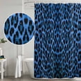 thumbnail image 5 of Blue Leopard Print Shower Curtain, Waterproof Shower Curtains for Bathroom, Vintage Abstract Animal Patterned Art Washable Fabric Bathtub Curtain Set Bath Decor with 12 Hooks 48"x72", 5 of 8
