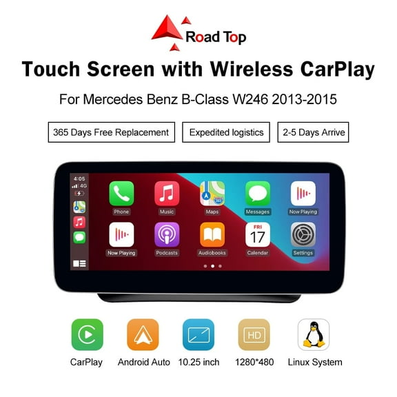 Road Top Wireless CarPlay Car Stereo for 2013-2015 Benz B Class W246 with NTG4.5/4.7 10.25'' IPS Touch Screen Car Radio GPS Navigation for Car Built-in DSP Android Auto