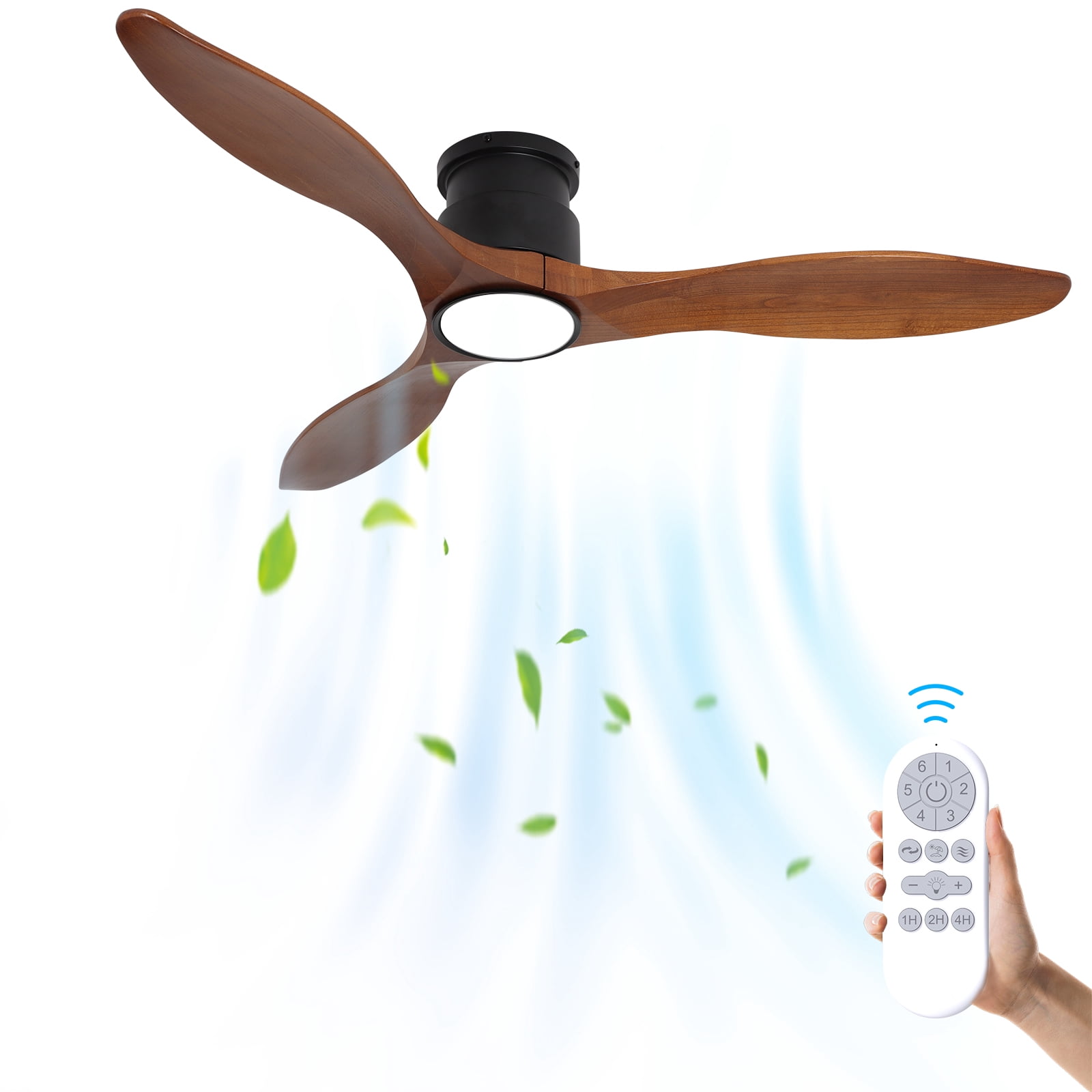 Wozzio 52-Inch Ceiling Fan with Integrated LED Light and Remote Control for home,living room and more