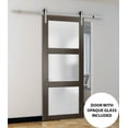 thumbnail image 4 of Sturdy Barn Door 28 x 80 inches Frosted Glass | Lucia 2552 Chocolate Ash | Top Mount Stainless Steel 6.6FT Rail Hangers Heavy Set | Solid Panel Interior Doors, 4 of 6