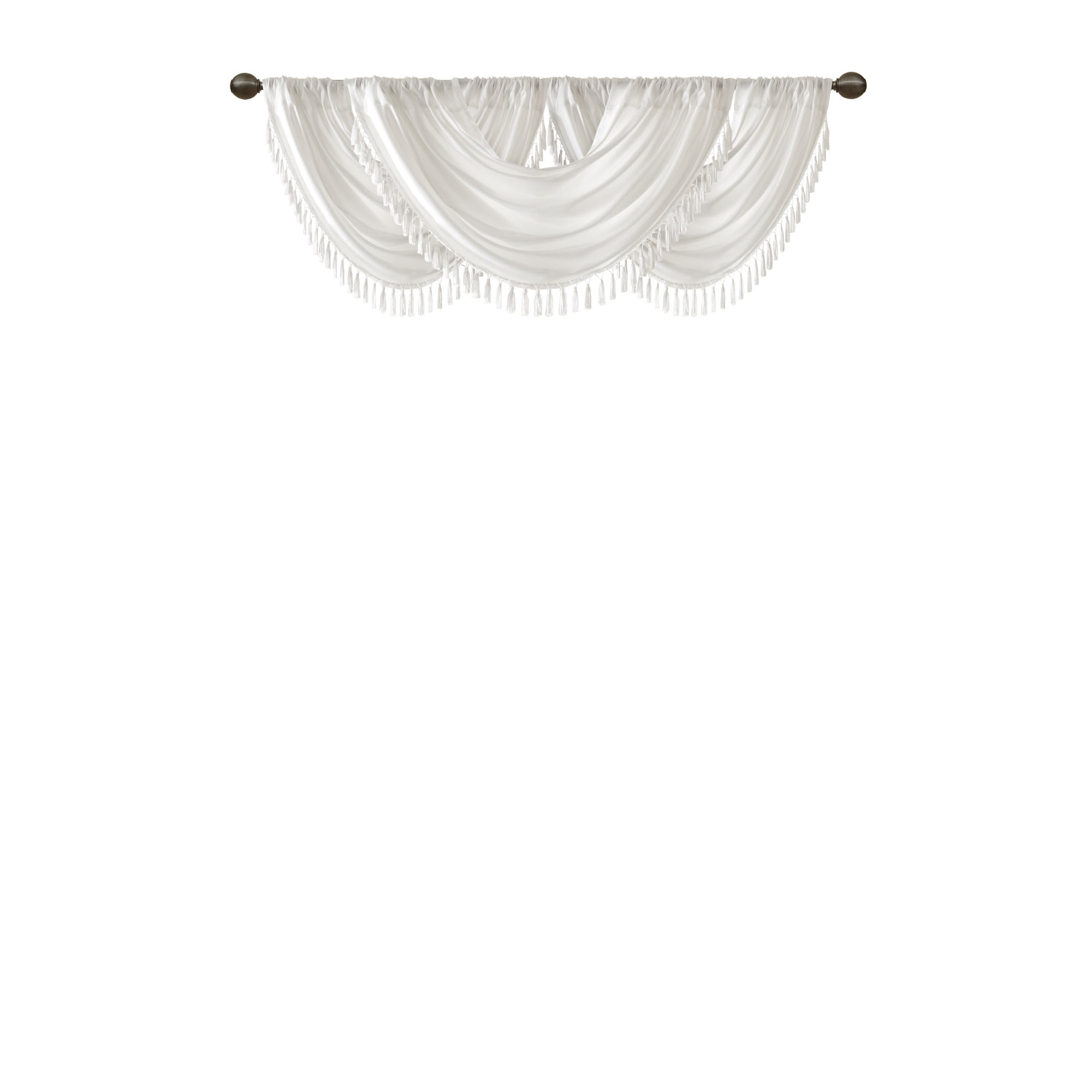 MAYEERTY 38x46" Faux Silk Waterfall Embellished Valance White