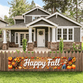 thumbnail image 5 of Wooden Background Fall Thanksgiving Scarecrow Pumpkin Cart Banner for Fall Decoration Harvest Festival Indoor Party, 5 of 9