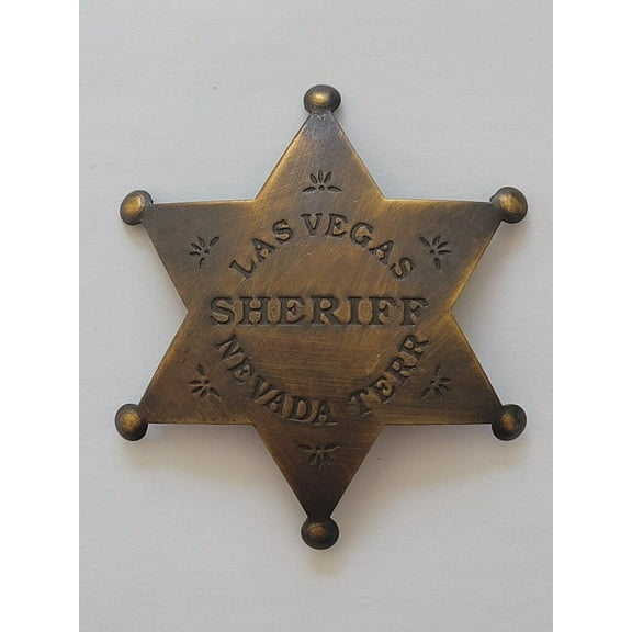 Western Antique Finish Solid Brass Las Vegas Sheriff Nevada Territory 3" Badge Lapel Pin by MDream