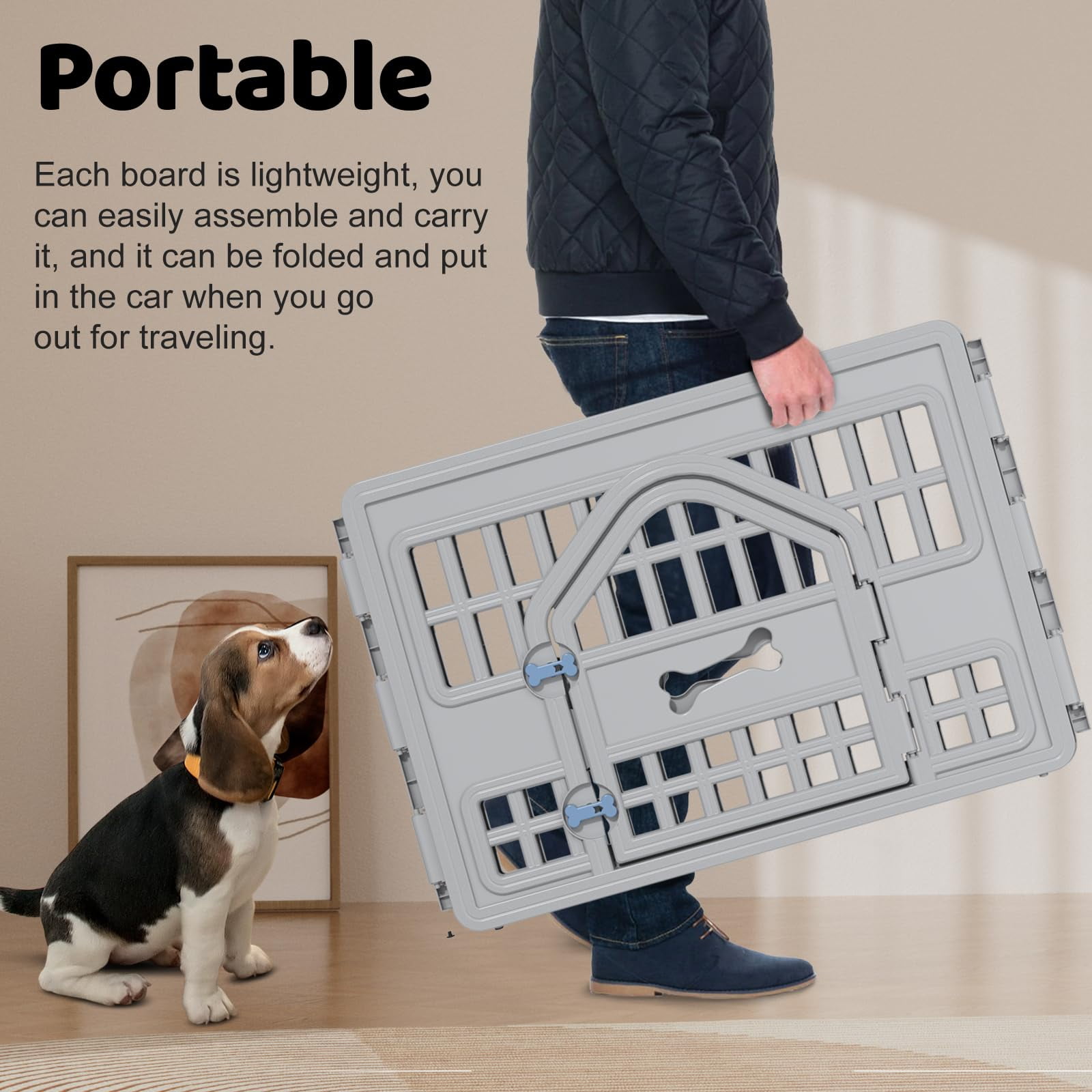 4-Panel Pet Playpen for Dogs & Cats - Indoor/Outdoor Safety Gate with Door, Portable Metal Puppy Fence - Easy to Clean & Assemble, Secure Kennel for Small Animals