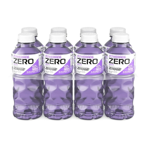 POWERADE Zero Sugar Grape Electrolyte Sports Drink, 20 fl oz, 8 Pack Bottles