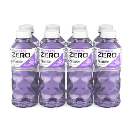 POWERADE Zero Sugar Grape Electrolyte Sports Drink, 20 fl oz, 8 Pack Bottles
