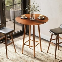 Tribesigns 39.37" Round Bar Table—Solid Wood Bistro Table with Sturdy Frame, Ideal for Small Space, Kitchen, Dining Room, Living Room—Easy-to-Clean Oil Finish (Rustic Walnut)