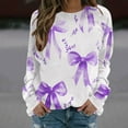 thumbnail image 2 of YUGYXL Womens Long Sleeve Tops Plus Size Y2k Cute Print Sweatshirts Fall Pullover Crewneck Vintage Shirts Tops Purple XXL, 2 of 5