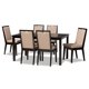 thumbnail image 1 of Baxton Studio Rosa Juego de comedor de 7 piezas moderno y contemporáneo tapizado en tela arena y madera con acabado en marrón oscuro Baxton Studio Rosa-Sand/Dark Brown-7PC Dining Set, 1 of 2